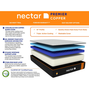Nectar Premier Copper Medium Firm Memory Foam 14" Mattress