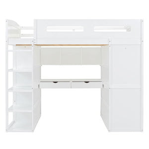 Loft Bed With Desk, Wardrobes, 4 Drawers And 4 Shelves
