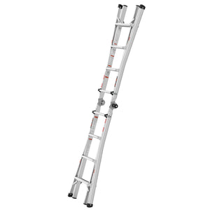Multi-Position Foldable Aluminum Ladder, A-Frame And Straight Ladder, Ansi 250Lbs - Gray