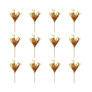 Artificial Flower Picks, Botanicals Decor For Harvest Festival Fall Festival & Thanksgiving Table Decorations (Set of 12) - Green / Orange Multi