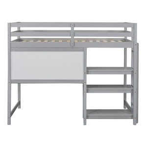 Loft Bed With Shelves, Desk And Writing Board