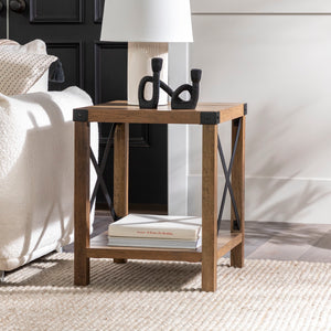 Farmhouse Metal X Table With Lower Shelf