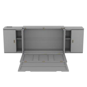 Murphy Bed With Shelves, Cabinets And USB Ports