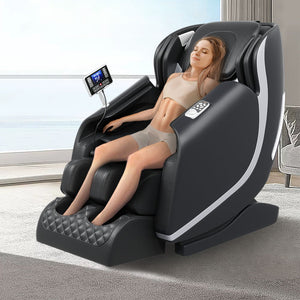 Massage Chair Zero Gravity Full Body Airbags - Bluetooth Speaker, Shiatsu Foot Massage - Black