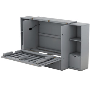 Murphy Bed With Shelves, Drawers And USB Ports