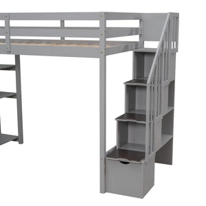 Loft Bed With Storage Drawers And Stairs With Shelves