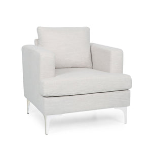 Upholstered Fabric Club Chair With Iron Legs - Beige