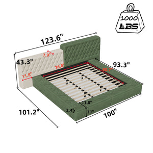Modern Upholstered Platform Bed With Storage Space, Sturdy And Stable Solid Wood Frame