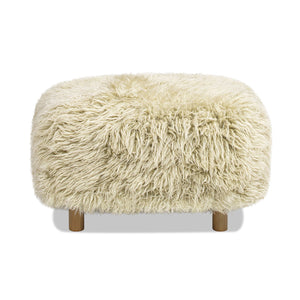 Enchante - New Zealand Sheepskin Rectangular Accent Ottoman - Taupe / Natural