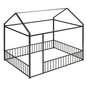 Metal Bed House Bed Frame With Fence