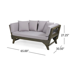Outdoor Expandable Daybed With Water Resistant Cushion - Gray