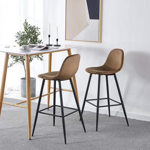 Velvet Barstool With Back (Set of 2)