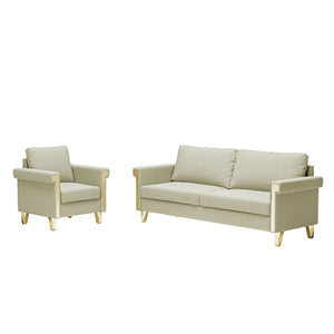 Luxury Velvet Sofa And Chair Set With Metal Accents