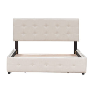 Upholstered Platform Bed With Classic Headboard And Drawers, No Box Spring Needed
