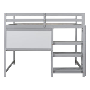Loft Bed With Shelves, Desk And Writing Board