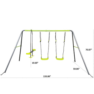 Xns081 Interesting Swingset With Plastic Safe Swing Set 440Lbs For Outdoor Playground For Age 3+ With Face To Face Without Tee - Lime Green