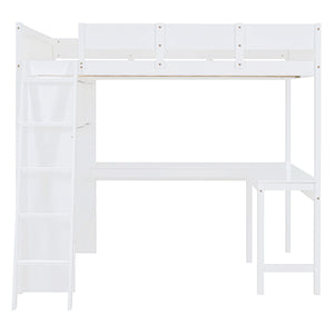 Modern Loft Bed With Desk And Shelves