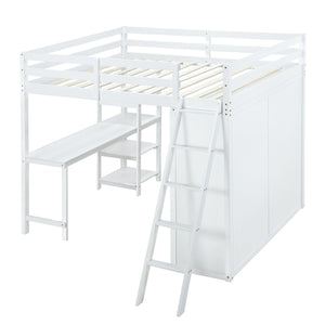 Loft Bed With Wardrobe And Desk And Shelves