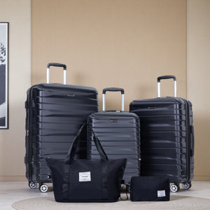 Luggage Set Of 5 Pieces, Expandable Hard Pc Luggage Set With Tsa Lock For Rotating Wheels