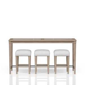 Glass Console Table With 3 Stools - Frosted