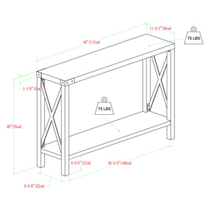 Farmhouse Metal X Table With Lower Shelf