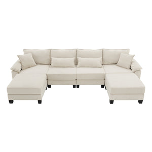 Wide Seat Modular Sectional Bed Sleeper Couch Set With Armrest Pillow 6 Seat, Free Combination Sofa With Ottomans Oversized