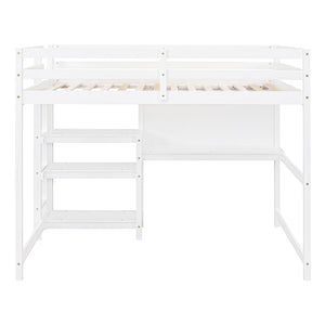 Loft Bed With Shelves, Desk And Writing Board