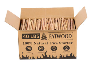 40 Lbs Fatwood Fire Starter Sticks, 100% Natural Kindling Wood, Pine Firewood Firestarter For Campfire, Stove, Fireplace, Bonfires, Grill - Natural Wood
