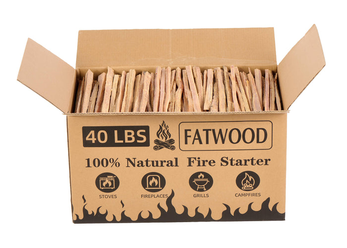 40 Lbs Fatwood Fire Starter Sticks, 100% Natural Kindling Wood, Pine Firewood Firestarter For Campfire, Stove, Fireplace, Bonfires, Grill - Natural Wood