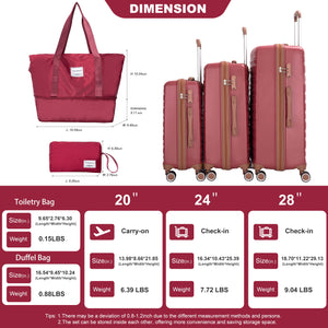 5 Piece Set Hardshell Carry On Luggage Set With Tsa Lock