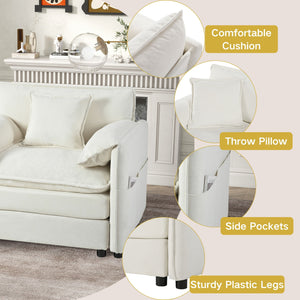 Modern Chenille Oversized Deep Seat Sectional Sofa With Pillows