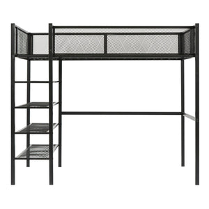 Loft Bed With 4 Tier Shelves And Storage