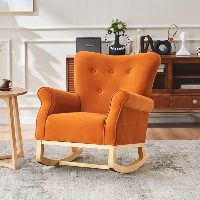 Modern Rocking Chair, Upholstered Accent Chair For Nursery, Small Contemporary Rocke