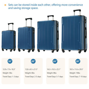 Hardshell Luggage 6 Piece Suitcase Set, Expandable Lightweight Suitcases With Wheels, Tsa Lock