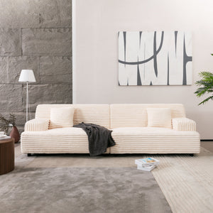 Modern Comfortable Cloud Sofa, Soft Plush Corduroy With Square Armrests