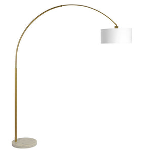 Ambient - Arch Gold Floor Lamp With Large Linen Shade - Gold / White