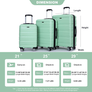 3 Piece Luggage Sets Lightweight & Durable Expandable Suitcase With Two Hooks
