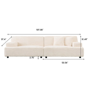 Modern Comfortable Cloud Sofa, Soft Plush Corduroy With Square Armrests
