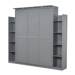 Wall Murphy Bed With Shelves And LED Lights
