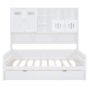 Daybed With All-In-One Cabinet And Shelf