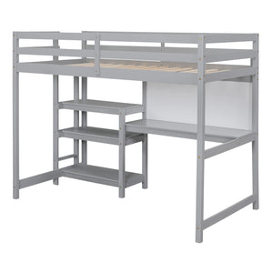 Loft Bed With Shelves, Desk And Writing Board