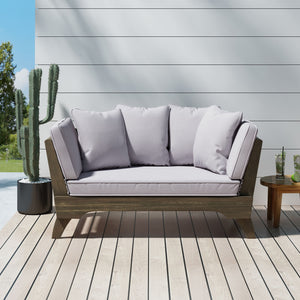 Outdoor Expandable Daybed With Water Resistant Cushion - Gray