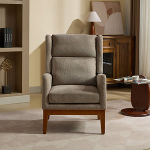 Wide Modern Accent Chair With Wood Legs For Living Room