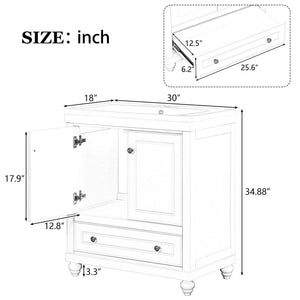Bathroom Vanity With Sink, Combo, Cabinet With Doors And Drawer, Solid Frame And MDF Board