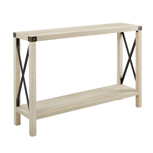 Farmhouse Metal X Table With Lower Shelf