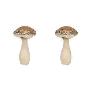 Mushroom Holiday Ornament, For Harvest Festival Fall Festival & Thanksgiving Table Decorations (Set of 2) - Beige / Light Brown