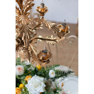 6 Light Metal Chandelier, Hanging Light Fixture With Adjustable Chain For Kitchen Dining Room Foyer Entryway, Bulb Not Included - Gold
