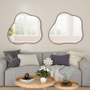 Cloud Shaped Metal Accent Wall Mirror - Black