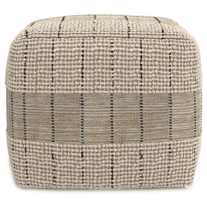 Elmer - Square Woven Pouf - Natural / Gray