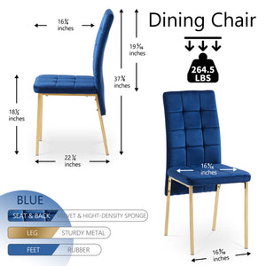 Velvet High Back Nordic Dining Chair Modern Chair With Golden Color Legs
